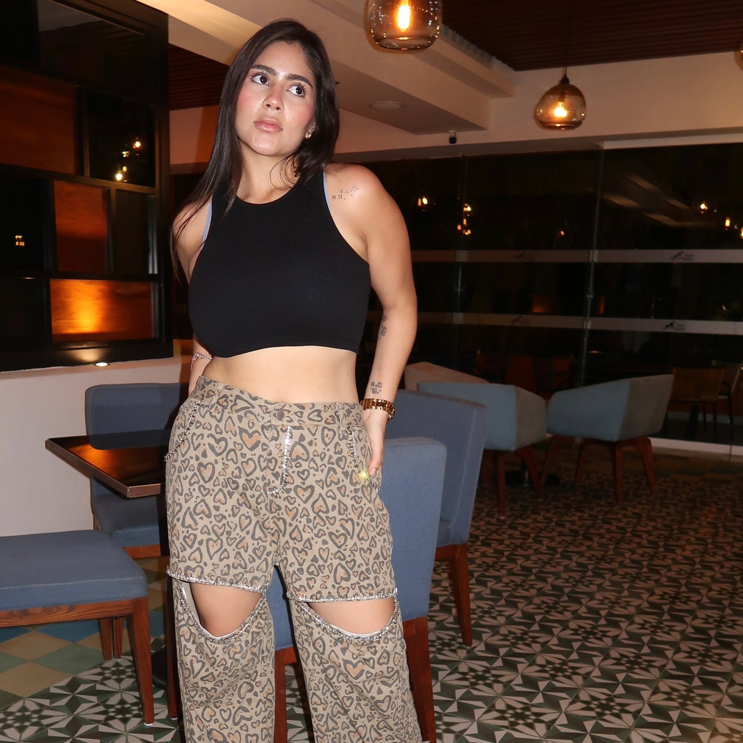 Crop Top con Relieve de Líneas