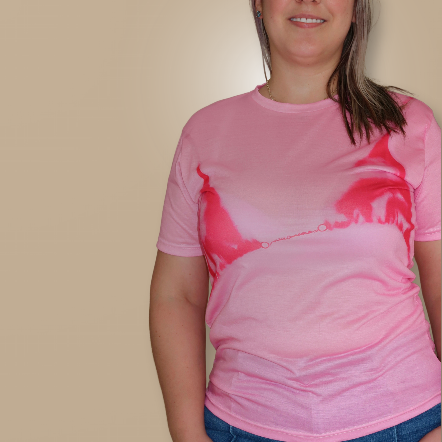 Blusa Rosa con Estampado de Bikini