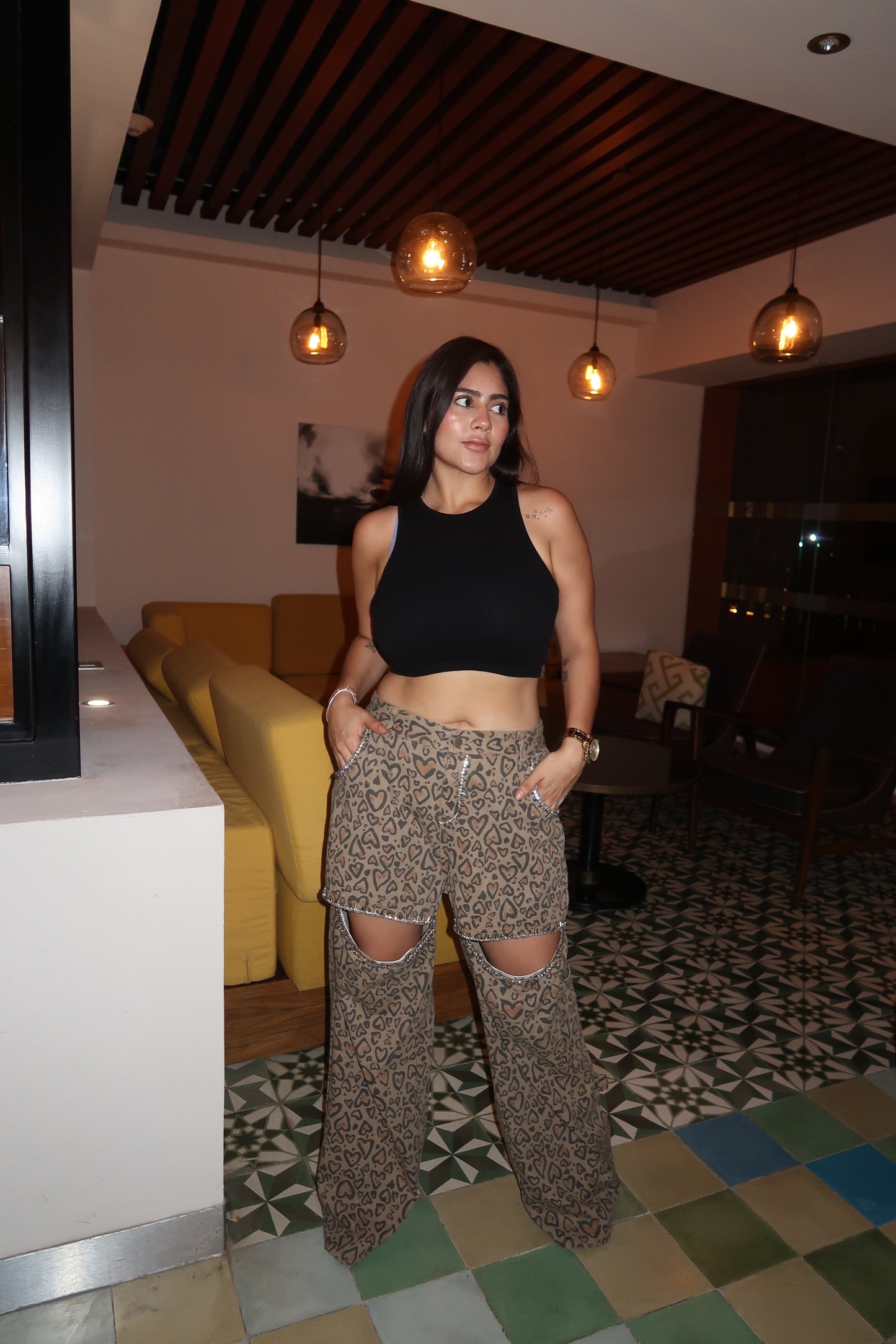 Crop Top con Relieve de Líneas