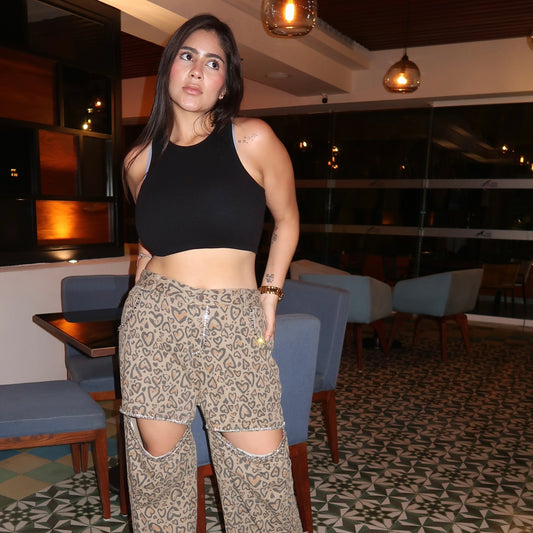 Crop Top con Relieve de Líneas