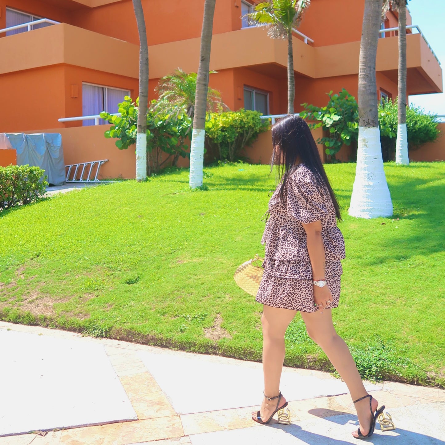 Set de Falda con Olanes en Estampado de Leopardo