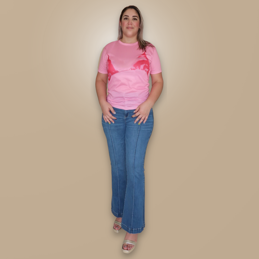 Blusa Rosa con Estampado de Bikini